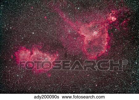 The Heart and Soul Nebula in the constellation Cassiopeia. View Large Photo Image Stock Photograph - The Heart and Soul Nebula in the constellation Cassiopeia.. Fotosearch