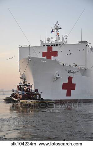 The hospital ship USNS Comfort departs for deployment. View Large Photo Image Picture - The hospital ship USNS Comfort departs for deployment.. Fotosearch