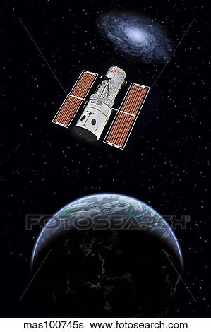 The Hubble Space Telescope in Earth orbit. View Large Illustration Stock Illustration - The Hubble Space Telescope in Earth orbit.. Fotosearch