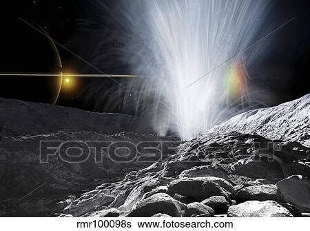 The Ice Fountains of Enceladus View Large Illustration Stock Illustration - The Ice Fountains of Enceladus. Fotosearch