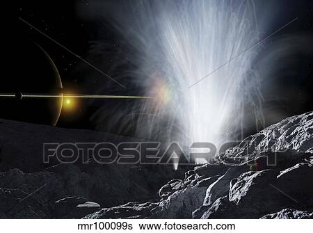 The Ice Fountains of Enceladus View Large Illustration Stock Illustration - The Ice Fountains of Enceladus. Fotosearch