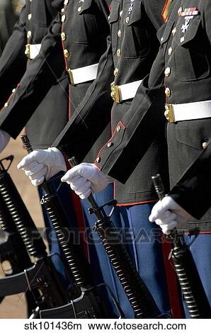 The Kaneohe Rifle team stands at parade rest with 5. 56 mm M16A2 rifles. View Large Photo Image Picture - The Kaneohe Rifle team stands at parade rest with 5. 56 mm M16A2 rifles.. Fotosearch