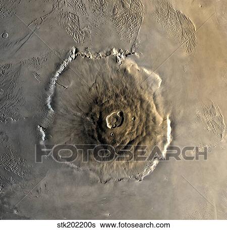 The largest known volcano in the solar system, Olympus Mons. View Large Photo Image Stock Photograph - The largest known volcano in the solar system, Olympus Mons.. Fotosearch