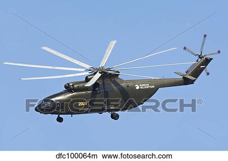 Picture - The Mil Mi-26 cargo helicopter in flight over Russia.. Fotosearch