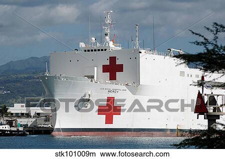 The Military Sealift Command hospital ship USNS Mercy moored in Pearl Harbor. View Large Photo Image Picture - The Military Sealift Command hospital ship USNS Mercy moored in Pearl Harbor.. Fotosearch