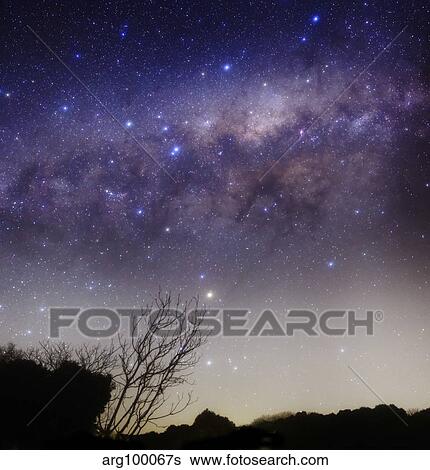 The Milky Way above a rural landscape in San Pedro, Argentina. View Large Photo Image Stock Photograph - The Milky Way above a rural landscape in San Pedro, Argentina.. Fotosearch