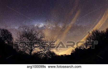 The Milky Way behind a rural landscape, Mercedes, Argentina. View Large Photo Image Stock Photograph - The Milky Way behind a rural landscape, Mercedes, Argentina.. Fotosearch