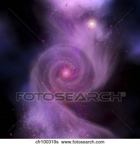 Stock Illustration - The Milky Way Galaxy and Andromeda Galaxy will collide into one super galaxy.. Fotosearch