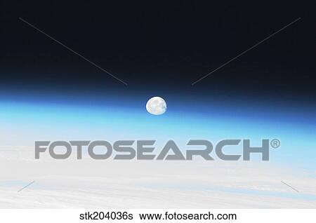 The moon and Earth's atmosphere. View Large Photo Image Stock Photograph - The moon and Earth's atmosphere.. Fotosearch