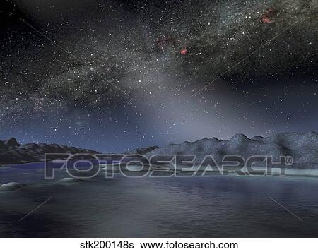 The night sky from a hypothetical alien planet. View Large Illustration Stock Illustration - The night sky from a hypothetical alien planet.. Fotosearch