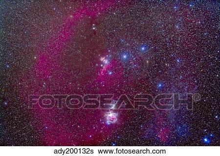 The Orion Nebula, Belt of Orion, Sword of Orion and nebulosity. View Large Photo Image Stock Photograph - The Orion Nebula, Belt of Orion, Sword of Orion and nebulosity.. Fotosearch
