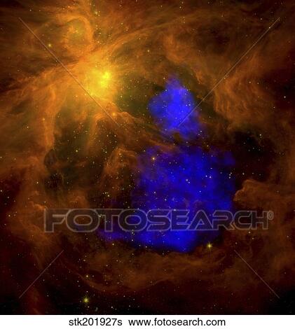 The Orion nebula in the infrared overlaid with XMM-Newton X-ray data in blue. View Large Photo Image Stock Photograph - The Orion nebula in the infrared overlaid with XMM-Newton X-ray data in blue.. Fotosearch