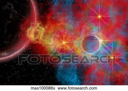 Stock Illustration - The remains of a supernova give birth to new stars.. Fotosearch