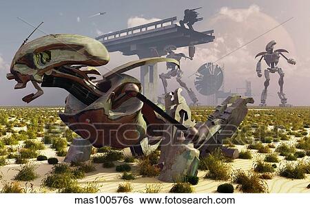 The robot rebellion of year 2150. View Large Illustration Stock Illustration - The robot rebellion of year 2150.. Fotosearch