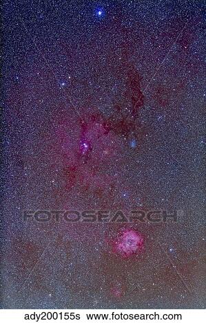 Stock Photograph - The Rosette Nebula with nebulosity complex in Monoceros.. Fotosearch
