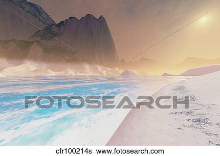 Stock Illustration - The sandy beach of a seascape.. Fotosearch