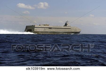 The Sea Fighter littoral combat ship performs a high-speed run off the coast of Florida. View Large Photo Image Picture - The Sea Fighter littoral combat ship performs a high-speed run off the coast of Florida.. Fotosearch
