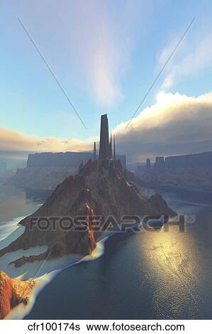 The sun rises on a beautiful river in the desert canyonlands. View Large Illustration Stock Illustration - The sun rises on a beautiful river in the desert canyonlands.. Fotosearch