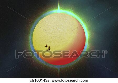 The sun with a colorful aura surrounding it. View Large Illustration Stock Illustration - The sun with a colorful aura surrounding it.. Fotosearch
