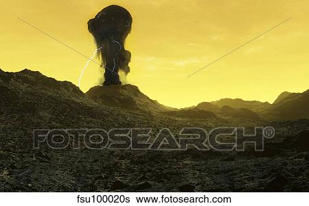 Stock Illustration - The surface of an infernal planet, Venus.. Fotosearch