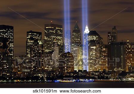 The Tribute in Light memorial. View Large Photo Image Picture - The Tribute in Light memorial.. Fotosearch