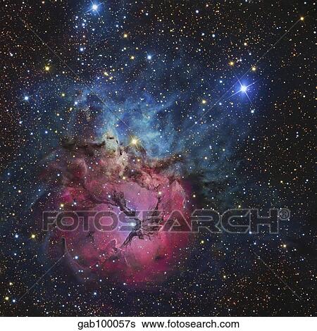The Trifid Nebula View Large Photo Image Stock Photograph - The Trifid Nebula. Fotosearch