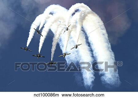 Picture - The United Arab Emirates Al Fursan aerobatic team.. Fotosearch