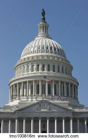 Picture - The United States Capitol building dome and statue.. Fotosearch