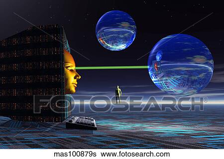The universe of cyberspace. View Large Illustration Stock Illustration - The universe of cyberspace.. Fotosearch
