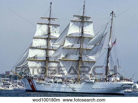 Picture - The USCGC Eagle, a 295-foot barque used as a training cutter.. Fotosearch