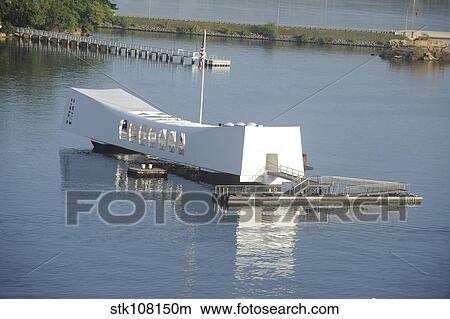 The USS Arizona memorial in Pearl Harbor. View Large Photo Image Picture - The USS Arizona memorial in Pearl Harbor.. Fotosearch