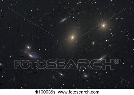 The Virgo Galaxy Cluster known as Markarian's Chain. View Large Photo Image Stock Photograph - The Virgo Galaxy Cluster known as Markarian's Chain.. Fotosearch