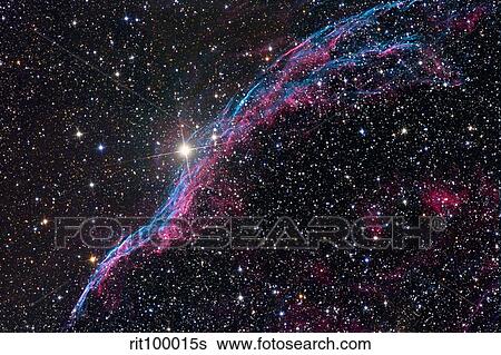 The Western Veil Nebula View Large Photo Image Stock Photograph - The Western Veil Nebula. Fotosearch