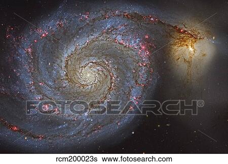 The Whirlpool Galaxy and its companion galaxy. View Large Photo Image Stock Photograph - The Whirlpool Galaxy and its companion galaxy.. Fotosearch