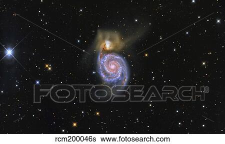 The Whirlpool Galaxy and its companion galaxy NGC 5195. View Large Photo Image Stock Photograph - The Whirlpool Galaxy and its companion galaxy NGC 5195.. Fotosearch