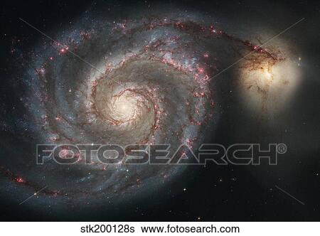The whirlpool galaxy (M51) and companion galaxy. View Large Photo Image Stock Photograph - The whirlpool galaxy (M51) and companion galaxy.. Fotosearch