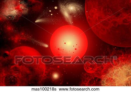 This red giant star is much older and bigger than Earth's Sun. View Large Illustration Stock Illustration - This red giant star is much older and bigger than Earth's Sun.. Fotosearch