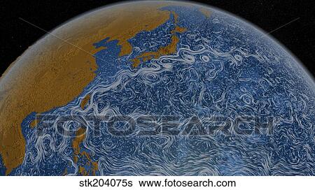 Stock Illustration - This visualization shows ocean surface currents of the Kuroshio Current.. Fotosearch