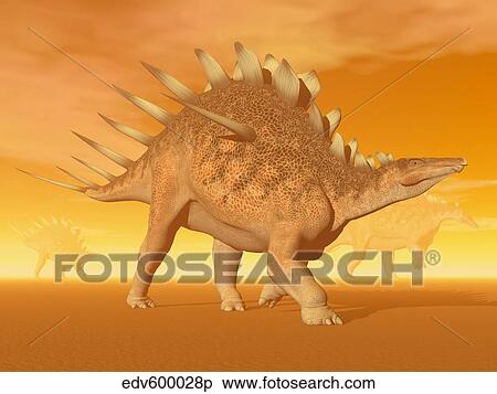 Three Kentrosaurus dinosaurs in the desert with hazy sunset light. View Large Illustration Stock Illustration - Three Kentrosaurus dinosaurs in the desert with hazy sunset light.. Fotosearch
