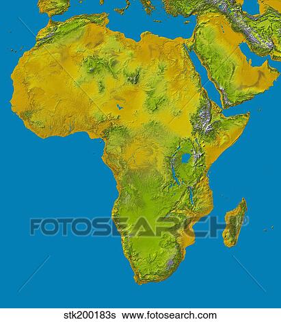 Topographic view of Africa. View Large Photo Image Stock Photograph - Topographic view of Africa.. Fotosearch
