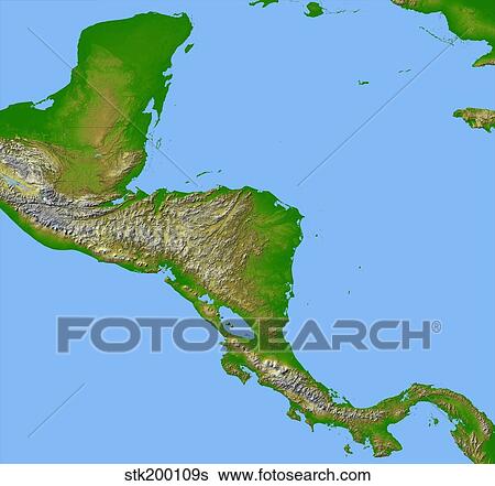 Topographic view of Central America. View Large Photo Image Stock Photograph - Topographic view of Central America.. Fotosearch