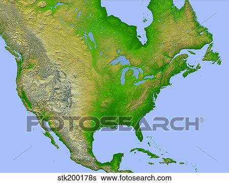 Topographic view of North America View Large Photo Image Stock Photograph - Topographic view of North America. Fotosearch