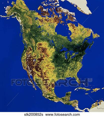 Topographic View of North and Central America. View Large Photo Image Stock Photograph - Topographic View of North and Central America.. Fotosearch
