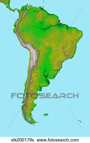 Topographic view of South America View Large Photo Image Stock Photograph - Topographic view of South America. Fotosearch