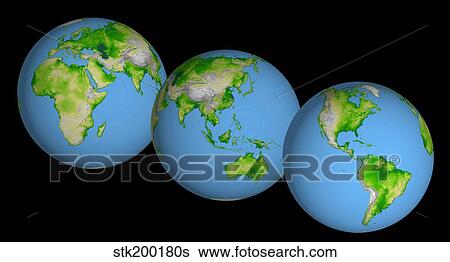 Stock Photograph - Topographic views of the world.. Fotosearch