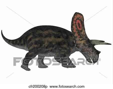 Stock Illustration - Torosaurus, a herbivorous dinosaur from the Late Cretaceous.. Fotosearch