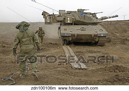 Track replacement on a Israel Defense Force Merkava Mark IV main battle tank. View Large Photo Image Picture - Track replacement on a Israel Defense Force Merkava Mark IV main battle tank.. Fotosearch