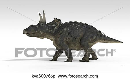Triceratops dinosaur, white background. View Large Illustration Stock Illustration - Triceratops dinosaur, white background.. Fotosearch