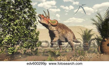 Triceratops grazing on a magnolia tree. View Large Illustration Stock Illustration - Triceratops grazing on a magnolia tree.. Fotosearch