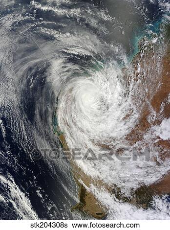 Stock Photograph - Tropical Cyclone Christine over Western Australia.. Fotosearch
